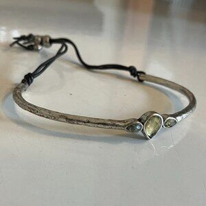 ✨ Lucky Brand Hammered Silver & Mother of Pearl Bar Bracelet ✨
